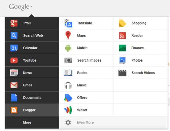 gmail menu bar