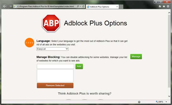 For your information, Adblock Plus for Internet Explorer is still in ...