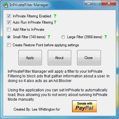 Inprivate-filter-manager