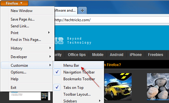 Firefox-menu bar