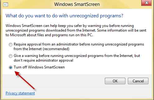 Smartscreen-option