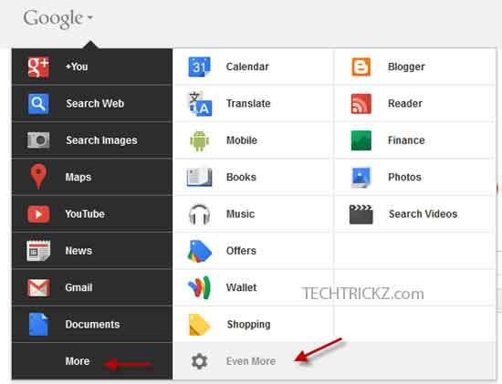 New-Google-Bar menu