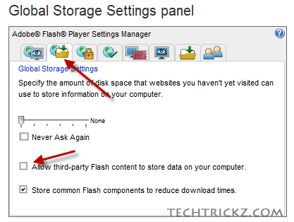 Global-storage-settings