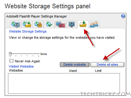 website-storage-settings