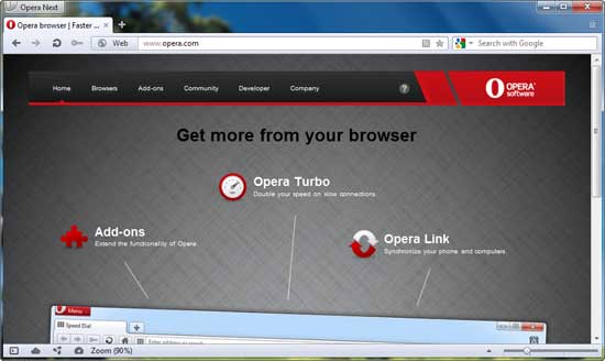 opera browser has game engine go