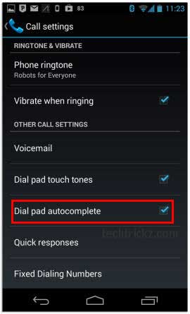 Dial-pad-autocomplete-option