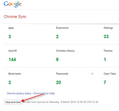 sync google chrome settings