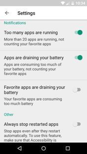 Kaspersky Battery Life app settings