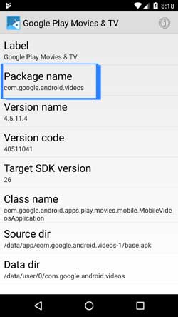 how to know apps-package-name