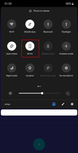 Add a 60Hz-90Hz refresh rate switching tile on OnePlus 7 Pro Quick Settings menu