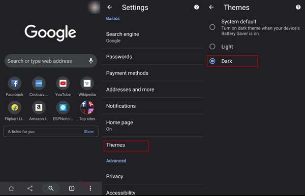 Enable dark theme in Google Chrome