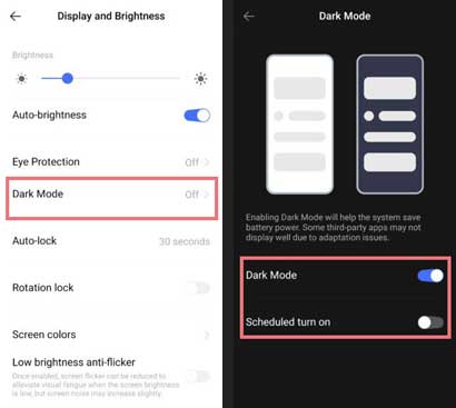 Turn on dark mode in Vivo smartphone