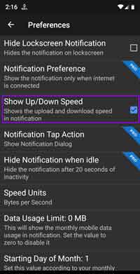 Internet speed meter config