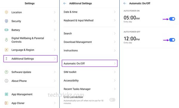Turn Off/On Realme phone automatically