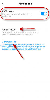 WiFi traffic mode on Xiaomi devices