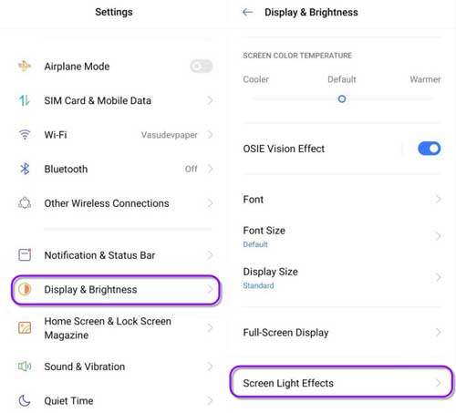 Enable edge lighting in realme UI