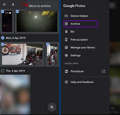 hide photos in google photos app