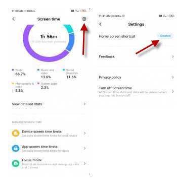 Create shortcut for Screen Time in MIUI 11