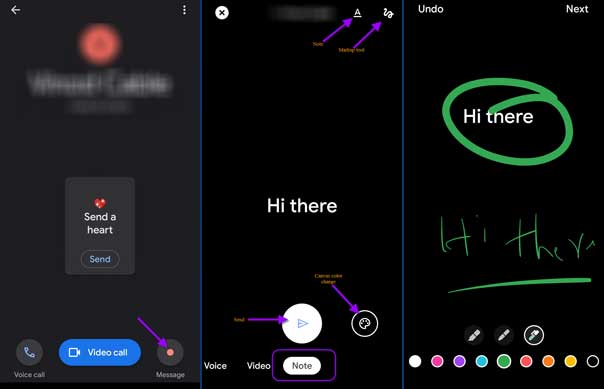 Send text and doodles on Google Duo