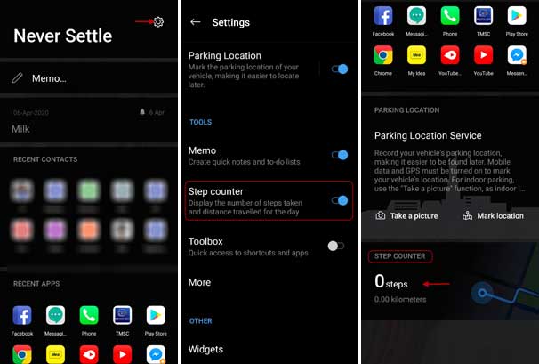 Enable step counter in OnePlus phone