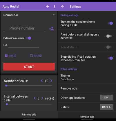 Auto-redial app for Android