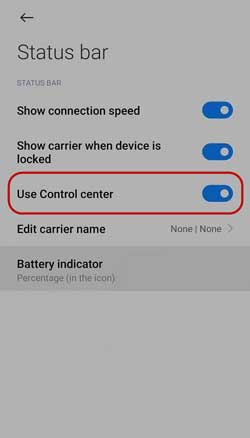 disable Control center in MIUI 12