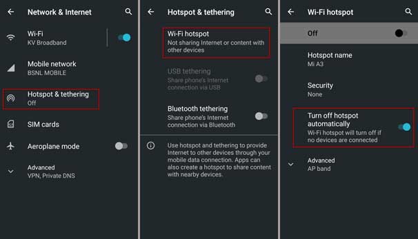 Turn off mobile hotspot automatically on Android