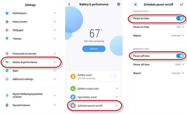 Set auto power on/off in Xiaomi phone 