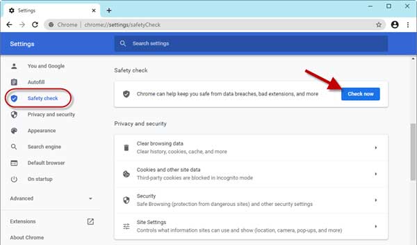 How to use Safety check features of Chrome