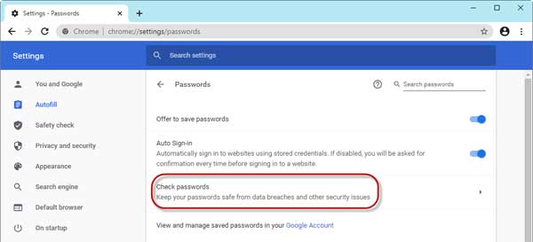 Check saved passwords in Chrome for data breaches