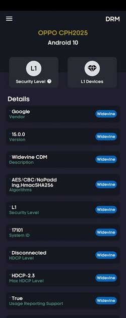 Enable Widevine L1 DRM secured connection on OPPO Find X2 Pro