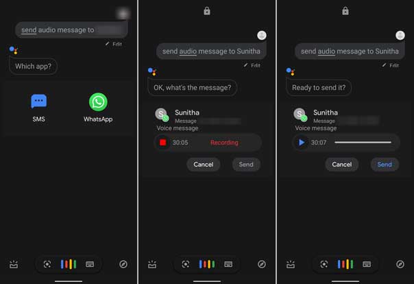 Use Google Assistant to send audio messages to WhatsApp contacts