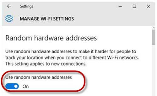 enable random MAC Address on Windows 10