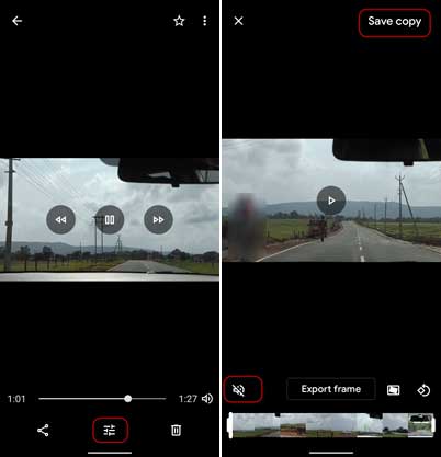 How to remove audio from video on android using Google Photos app