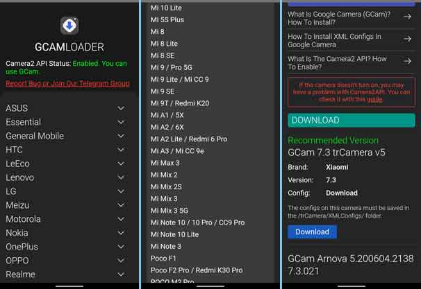 Use GCam downloader to find Google Camera mod APK