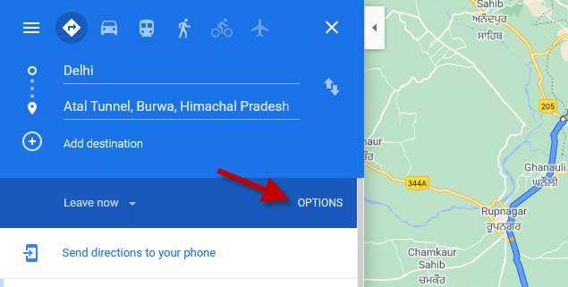 Create a route data in Google Maps