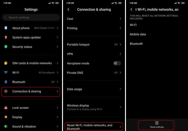 How to reset wireless settings to default on Xiaomi phones