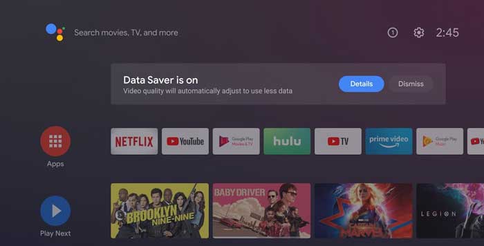 How to enable data saver on Android TV