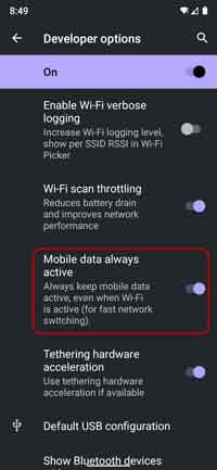 How to enable mobile data always active