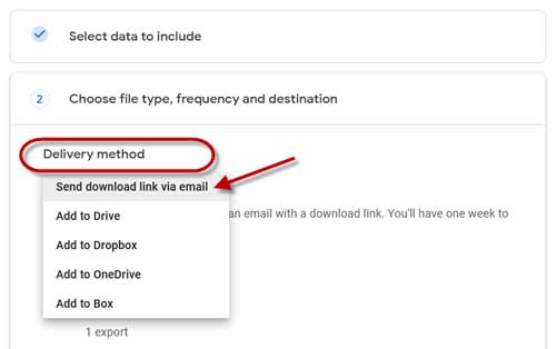 Select Google Photos export method