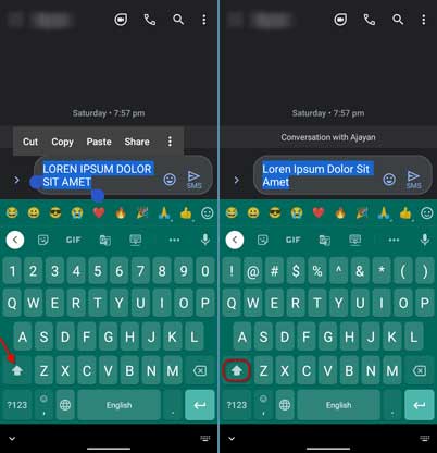 Quickly change letter case in Gboard