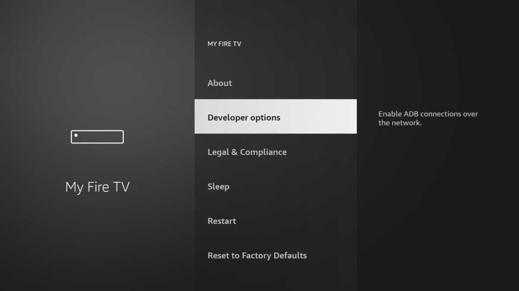 Developer Options in Amazon Fire TV