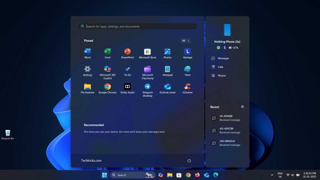 Enable Mobile Sidebar in Start on Windows 11