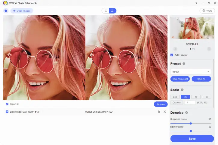 DVDFab Photo Enhancer AI main UI