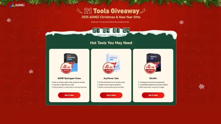 AOMEI Tech’s Christmas Carnival Giveaway 2025