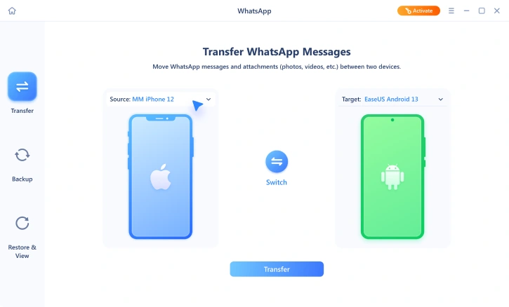 How to use ChatTrans to transfer WhatsApp data between Android and iOS