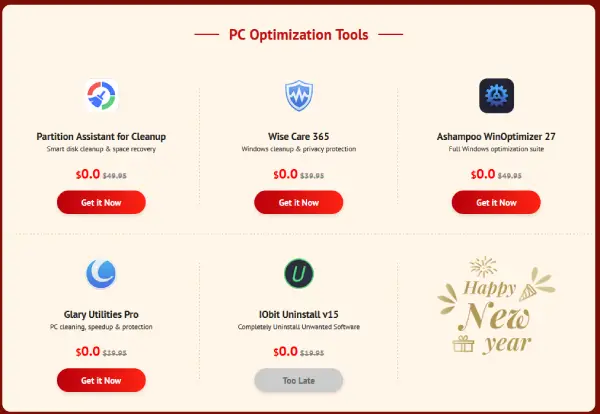 PC optimization tools