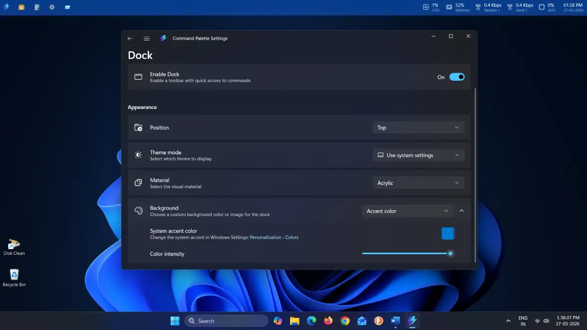 Command Palette Dock