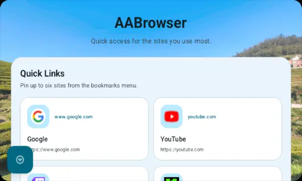 AABrowser home screen