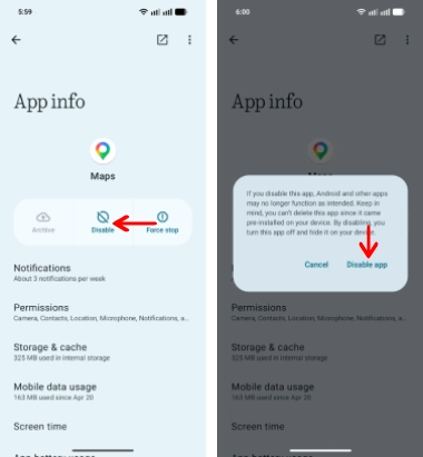 Disable Maps on Android